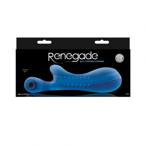 Синий мастурбатор с вибростимулятором мошонки Renegade Ball Tugging Stroker